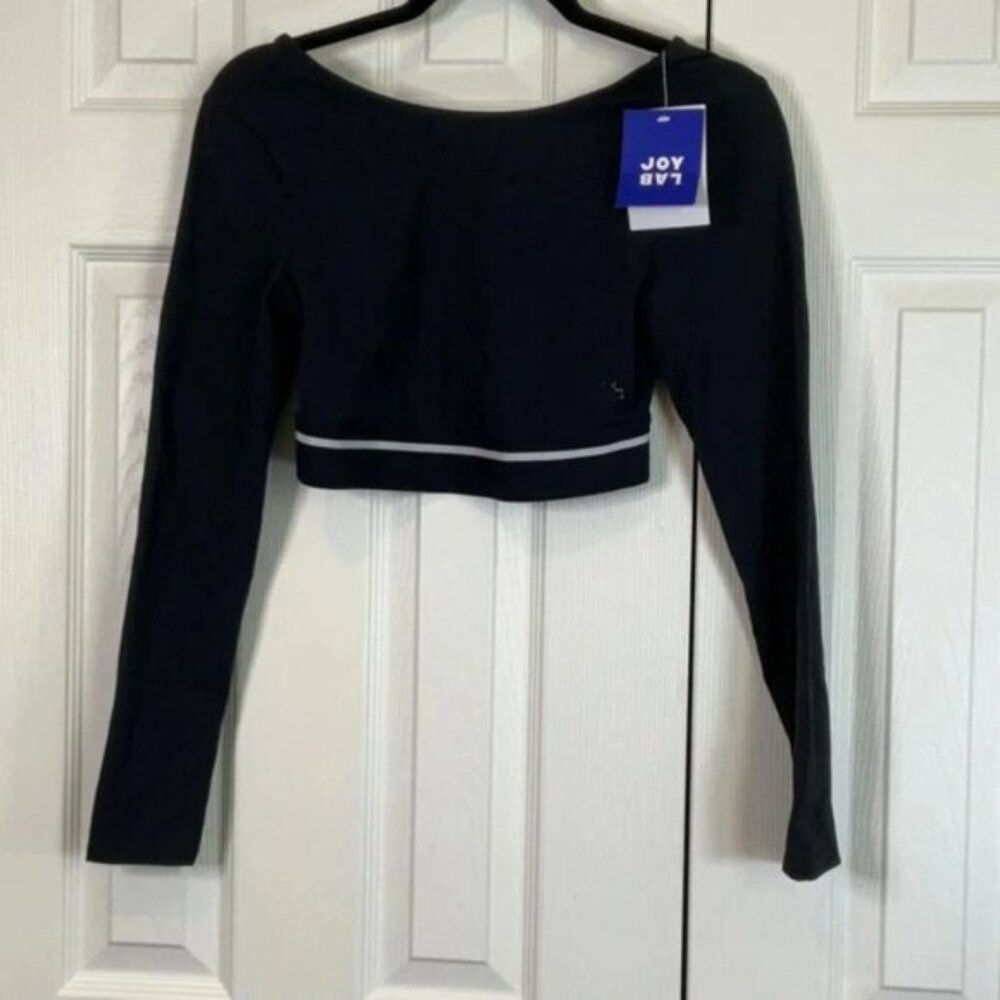 JoyLab - Cropped Fit Long Sleeve Tee Black Size Small